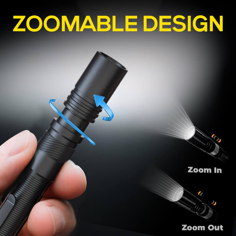 800  Lumen Rechargeable Zoomable Pen Light Flashlight