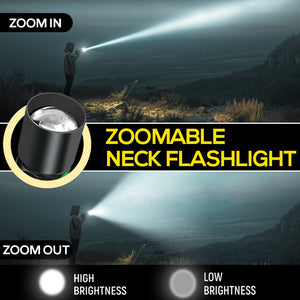 1800 Lumens Rechargeable Zoomable Neck Work Light Flashlight