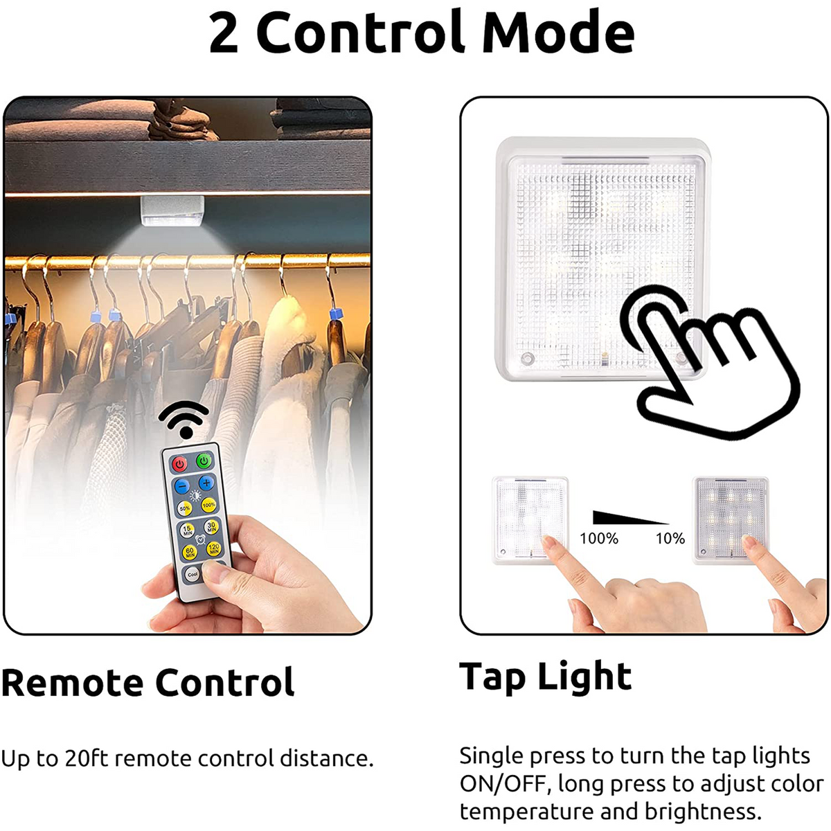 LED Battery Dimmable Tap Light 4 Pack