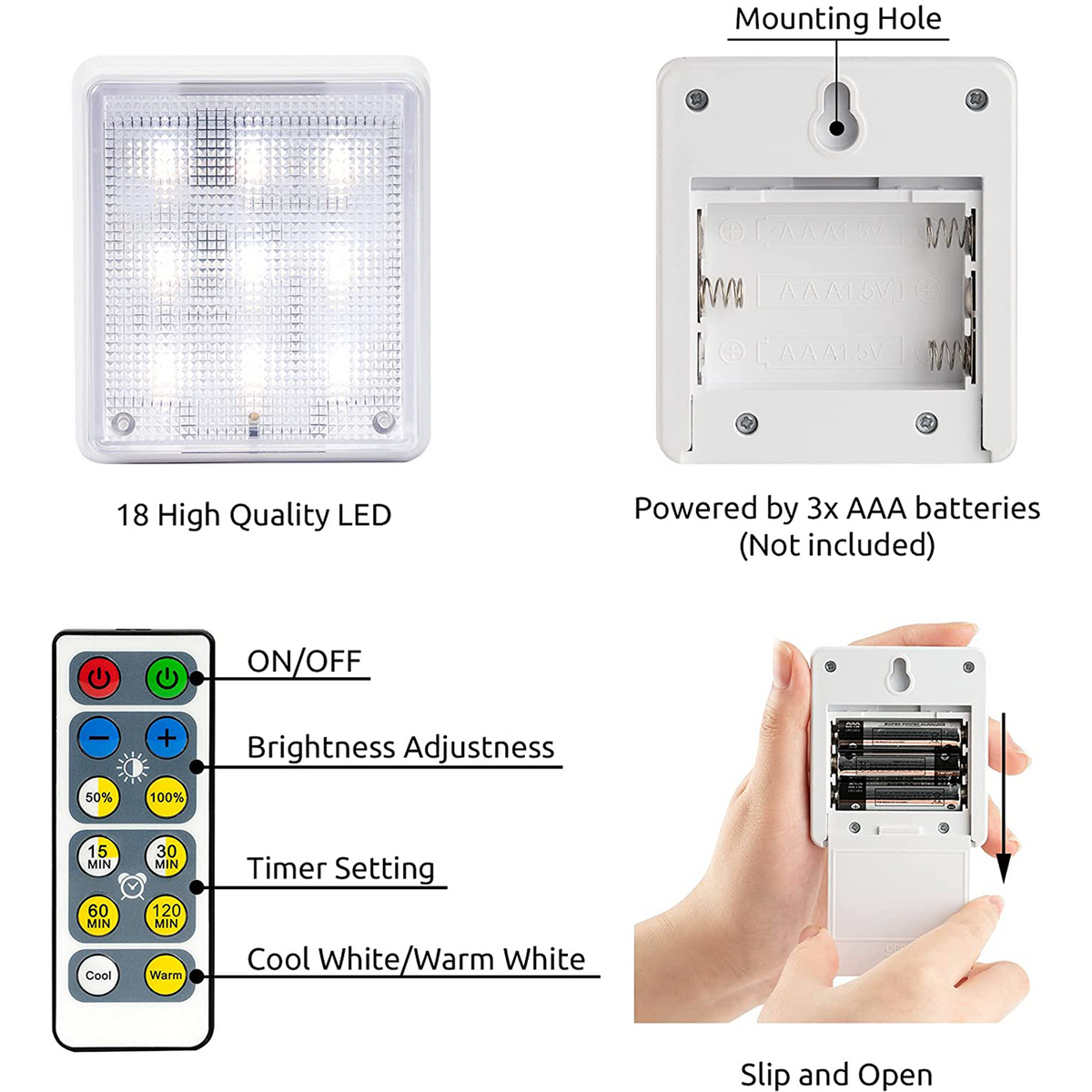 LED Battery Dimmable Tap Light 4 Pack