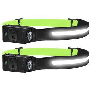 Hokolite 1200 Lumens Wide Beam Headlamp With Motion Sensor For Runners 2 pack
