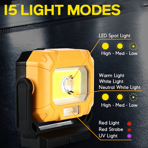 Hokolite rechargeable led work light work light 15-LIGHT-MODES