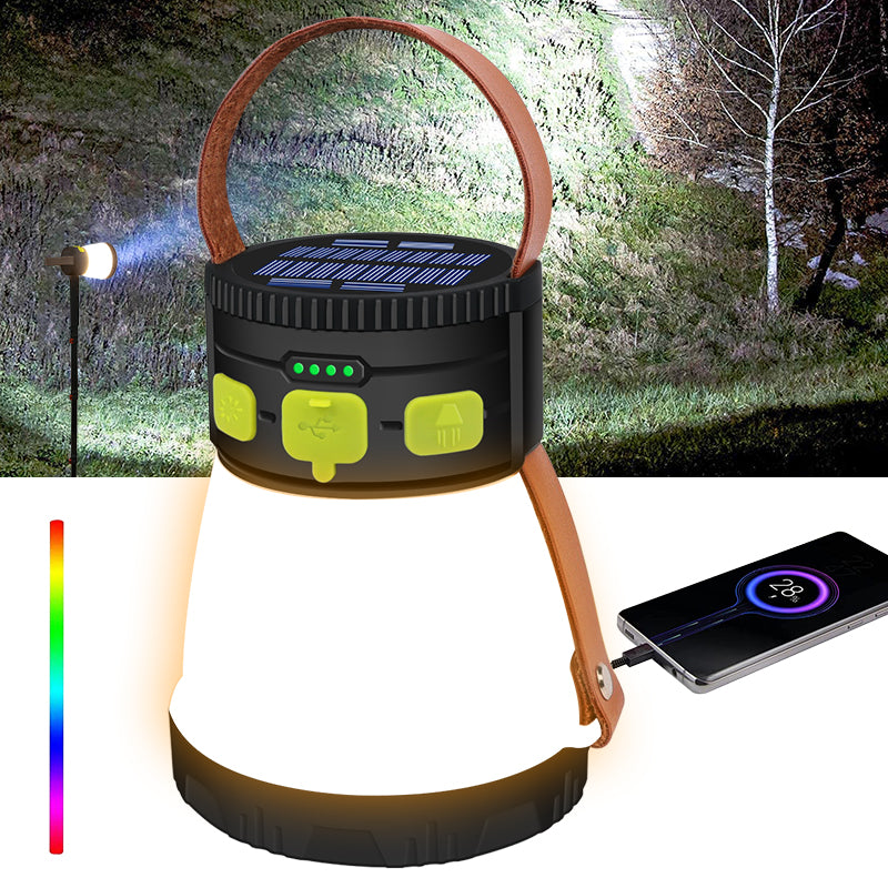 Solar Camping Lantern Handheld Spotlight 2500 Lumens Lantern Flashlight - Hokolite 1 Pack