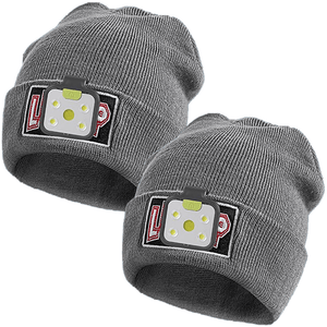 Brightest LED Headlamp With Beanies Hats For Man In Grey 2 Pack