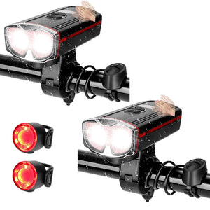 Hokolite 1000 Lumens Waterproof Rechargeable Bicycle LED Lights 2 pack