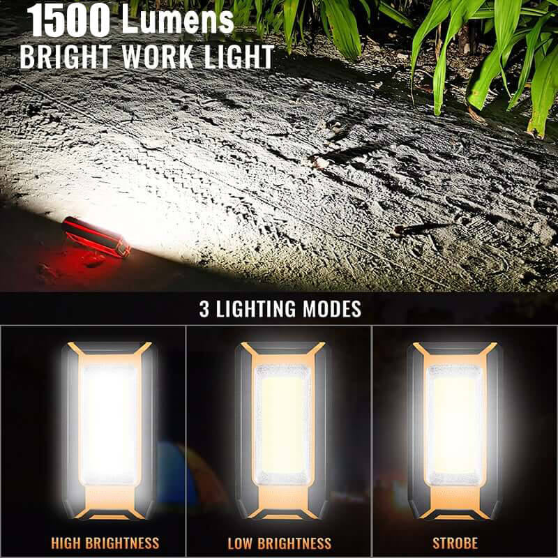 2Pack LED Rechargeable Magnetic Work Light 40W 1500Lumens, Hanging Hook 3 Light