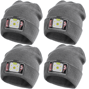 Brightest LED Headlamp With Beanies Hats For Man In Grey 4 Pack