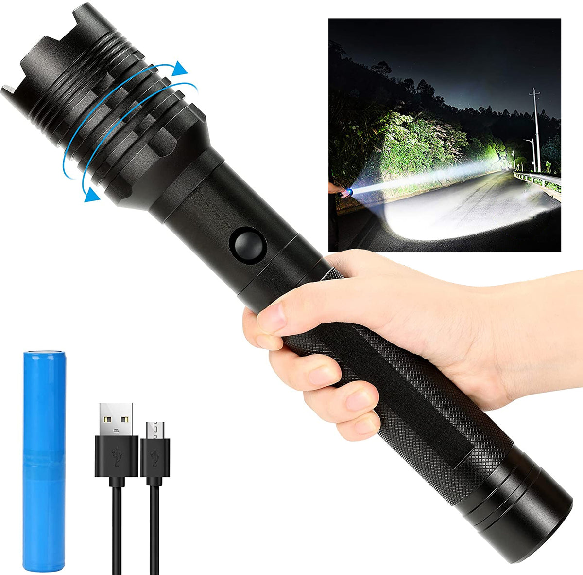Hokolite 9000 Lumens Brightest LED Rechargeable Flashlight