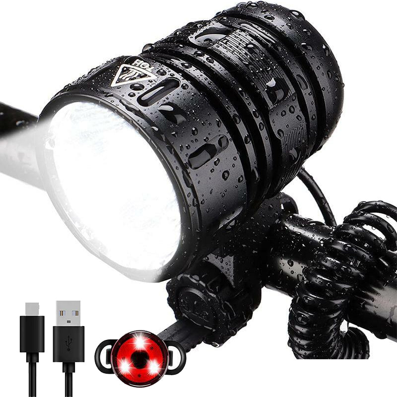 Hokolite 2000 Lumens Waterproof  Rechargeable LED Bike Light With Bicycle Safety Lights