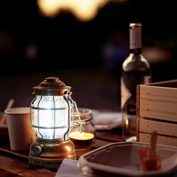  LED Vintage Lantern, Rechargeable Camping Railroad