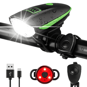 1400Lumens  Rechargeable Bicycle  Light Set Green