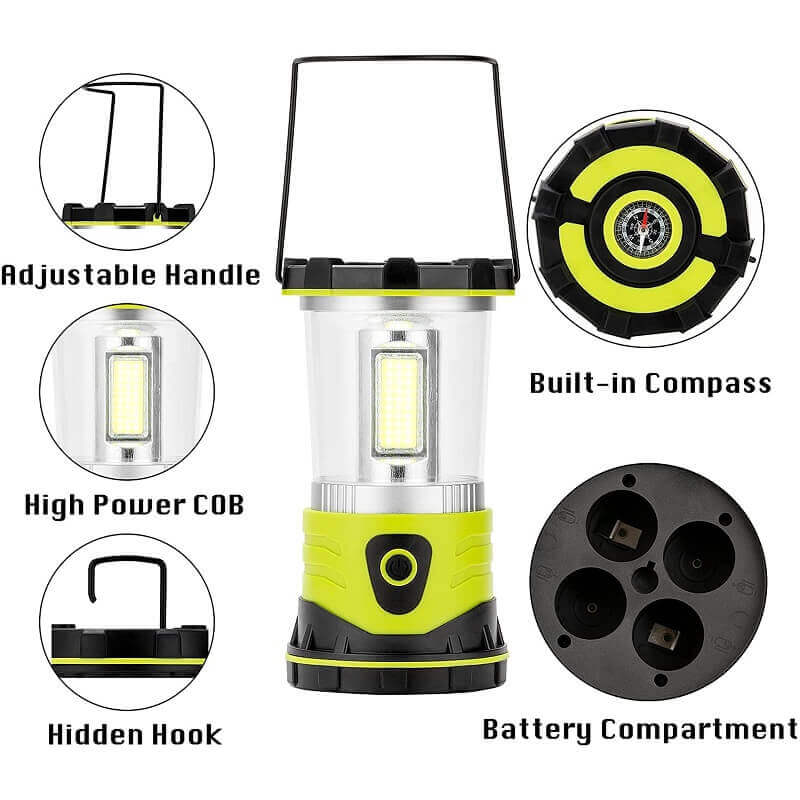 LED Camping Lantern, COB Battery Lantern 4D Batteries Powered 2500LM, Water  Resistant Emergency Lantern for Power Outage, Hurricane, Hiking