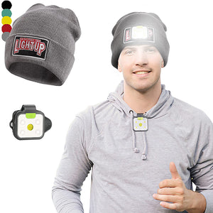 Hokolite Brightest LED Headlamp With Beanies Hats For Man In Grey