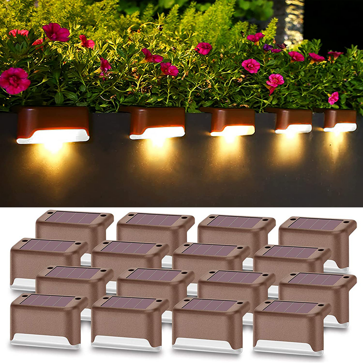 Solar Powered LED Deck Lights 4/8/12/16pk Waterproof