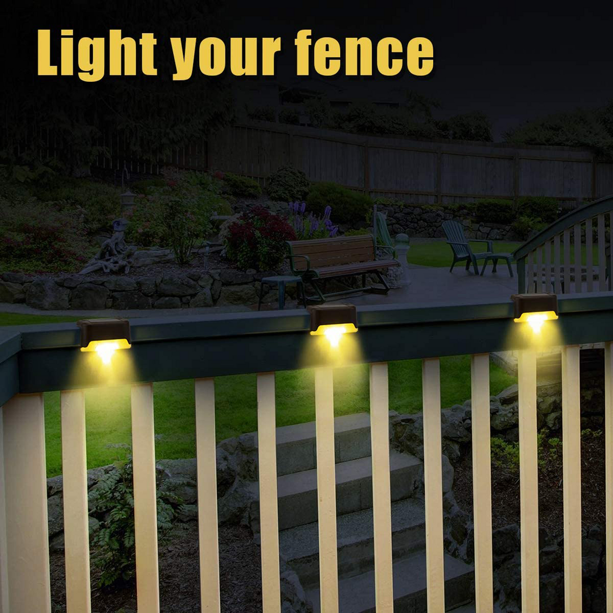 Solar Powered LED Deck Lights 4/8/12/16pk Waterproof