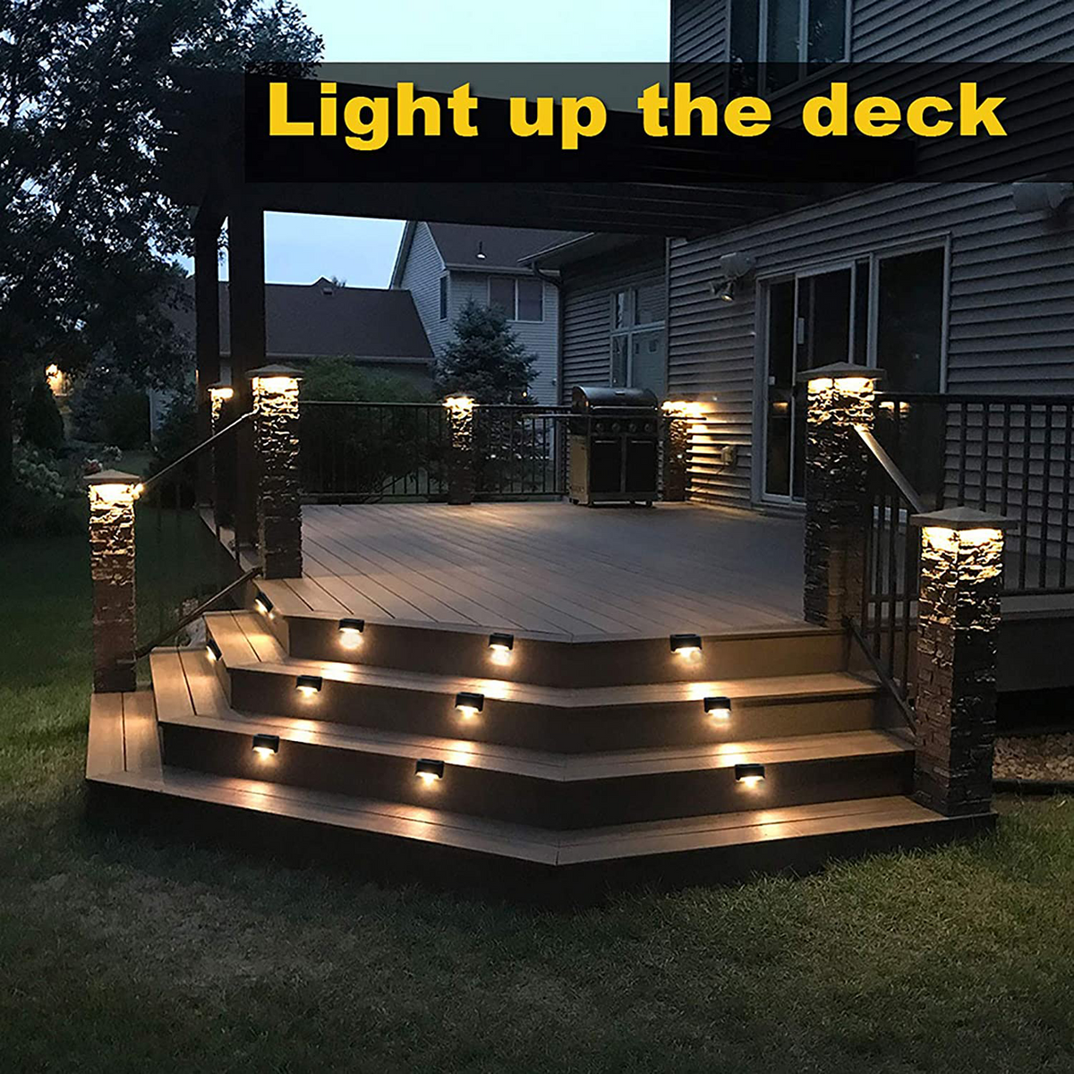 Solar Powered LED Deck Lights 4/8/12/16pk Waterproof