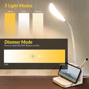 High Brightness LED 360° Flexible Gooseneck Rechargeable Desk Lamp