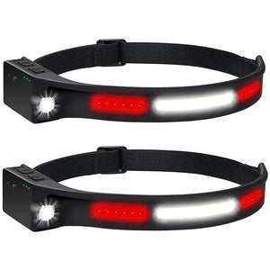 Hokolite 1200 Lumens 230°Wide Beam Headlamp Rechargeable With Motion Sensor 2 Pack