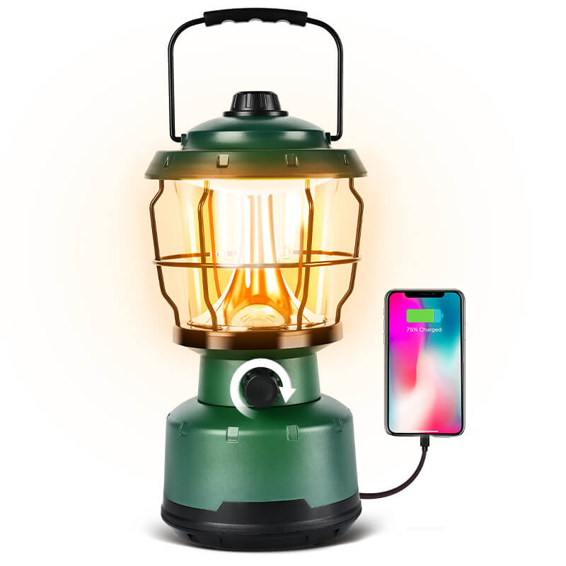 Vintage Camping Lantern LED Flame Light Battery Rechargeable USB