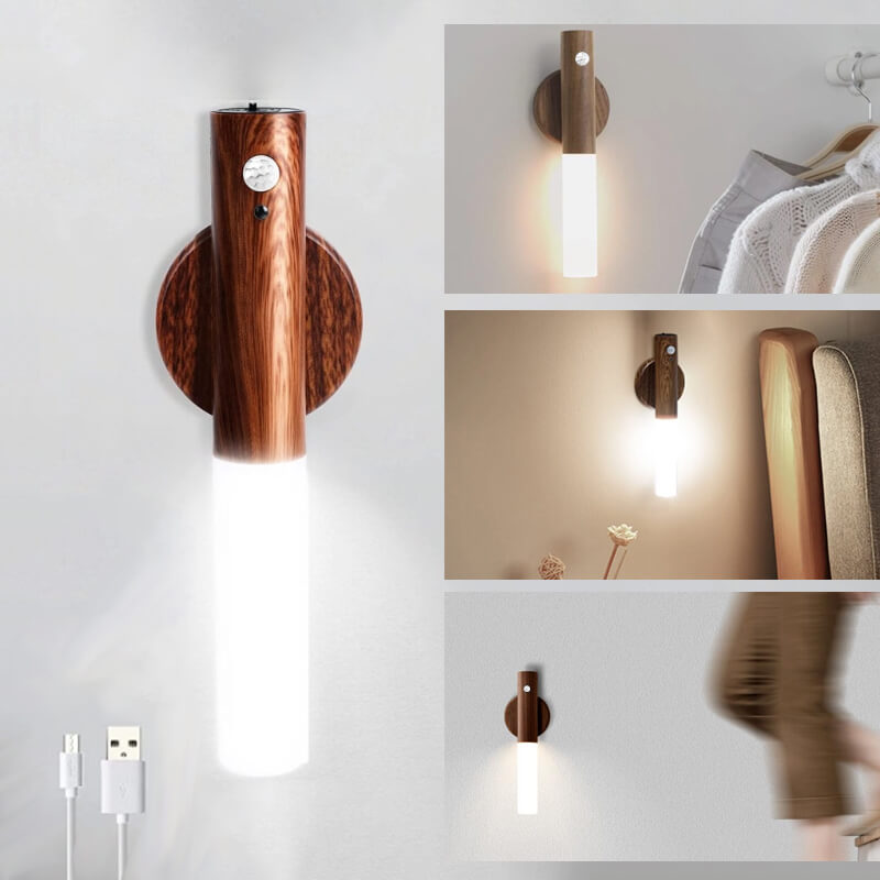 Wooden Texture Motion Sensor Closet Light Rechargeable Smart LED