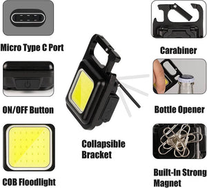 Flashlight keychain with a collapsible bracket 