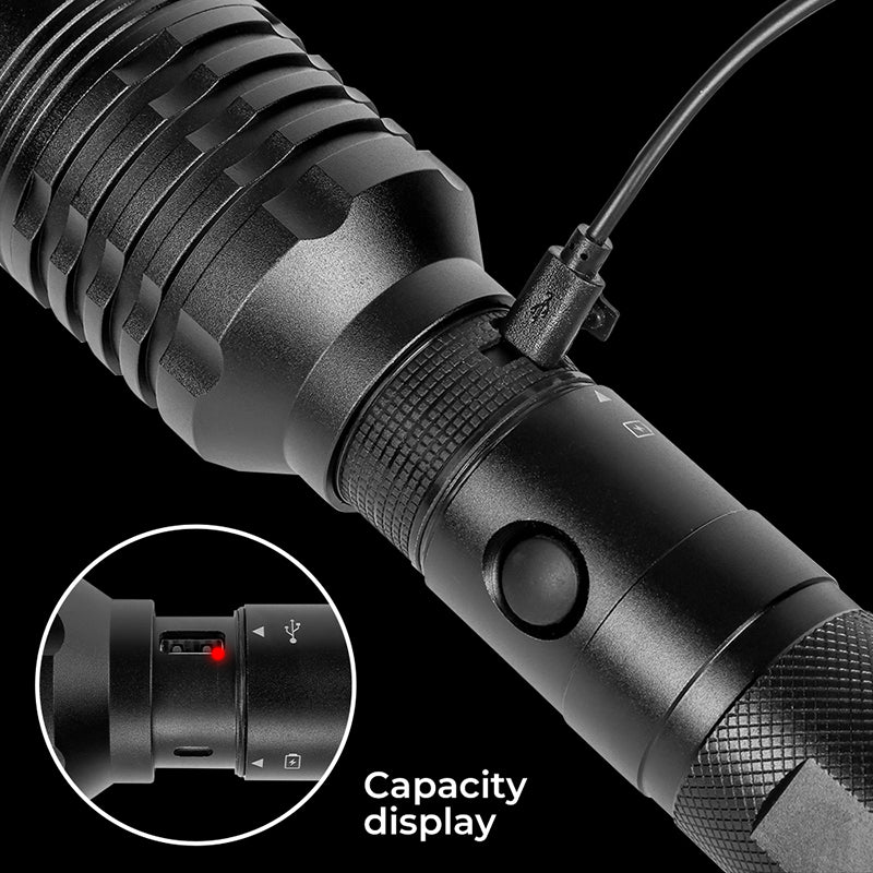 Hokolite brightest rechargeable flashlight capacity display
