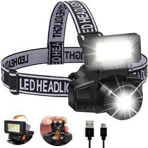1000 Lumens LED & COB Zoomable USB Rechargeable Headlamp Flashlight