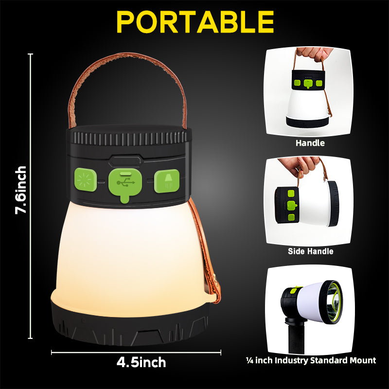 Solar Camping Lantern Handheld Spotlight 2500 Lumens Lantern Flashlight - Hokolite 1 Pack